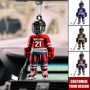 Hockey Player - Personalized Acrylic Car Ornament