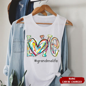 Love's Around Grandma Life - Family Personalized Custom Racer Back Tank Top - Gift For Mom, Grandma