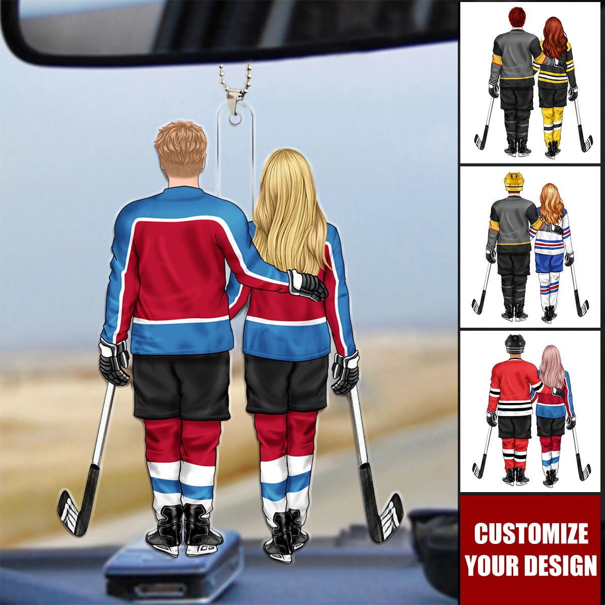 Ice Hockey Couple - Personalized Ornament, Gift for Ice Hockey Lovers