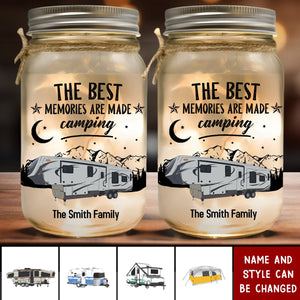 Making Memories One Campsite At A Time - Personalized Photo Mason Jar Light