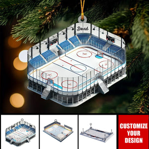 Personalized Ice Hockey Rink Ornament, Hockey Player Keepsake, Hockey Gift