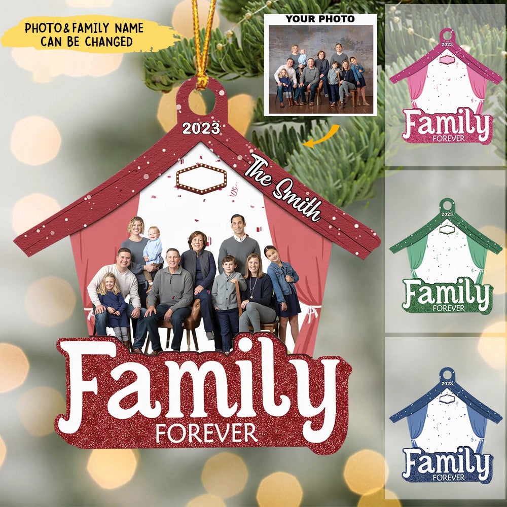 Family Forever - Personalized Custom Photo Mica Ornament - Christmas Gift For Family, Family Members