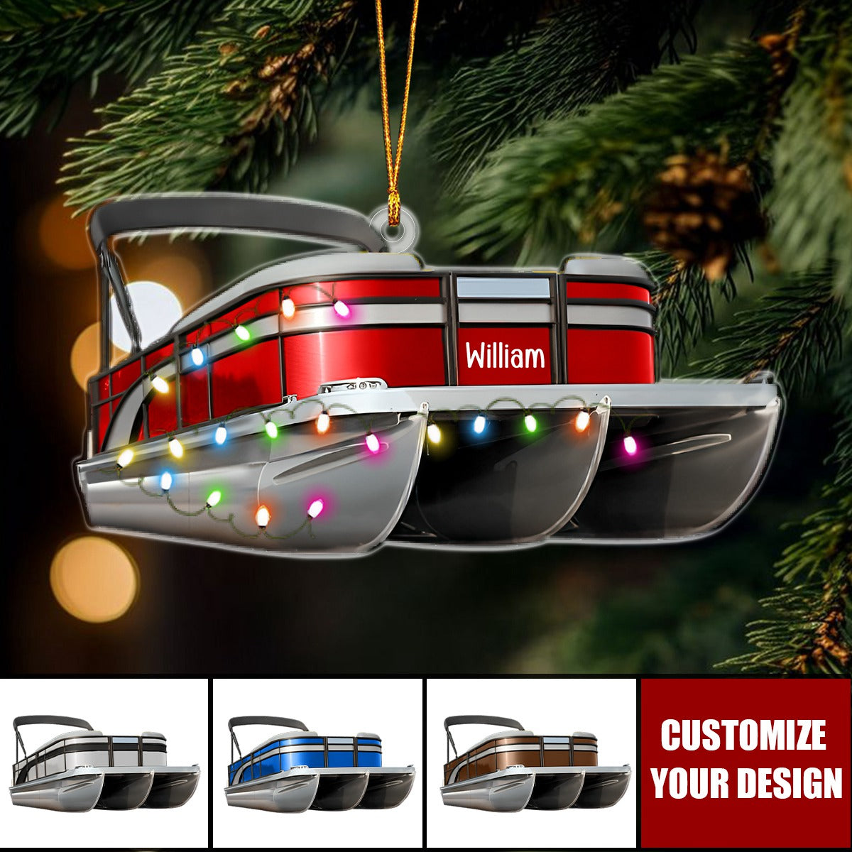 Christmas Gift For Loved Ones - Personalized Pontoon Christmas Ornament