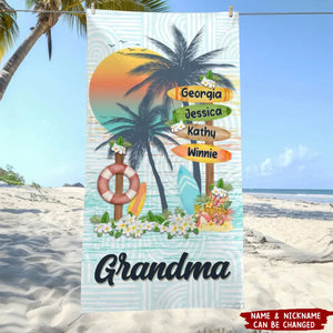 Grandma's Love Knows No Bounds - Personalized Beach Towel