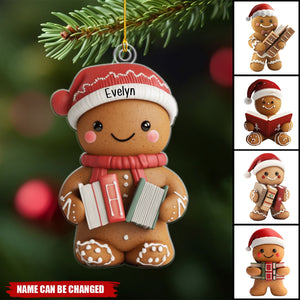 Gingerbread Personalized Acrylic Ornament - Christmas Gift For Book Lovers