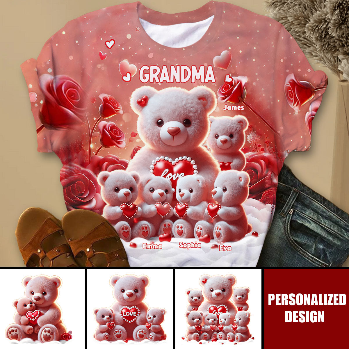 Mama Bear - Personalized Grandma All Over Shirt