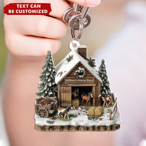 Dreamy Horse Barn Personalized Keychain, Horse Lovers Gift