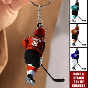 Personalized Kid Hockey Player Keychain - Hockey Keepsake, Hockey Uniform Keychain