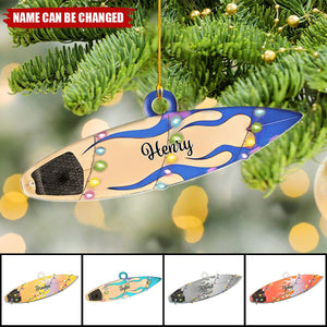 Personalized Surfboard Christmas Shaped Ornament – Surfing Player Gift