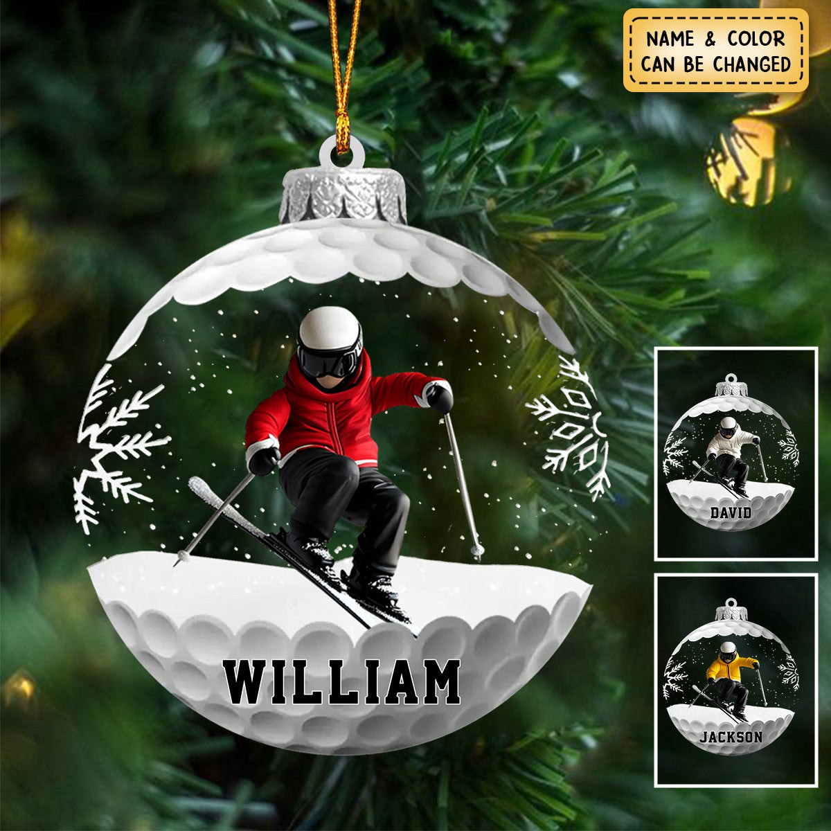 Personalized Custom For The Love Of Skiing Shaped Ornament – Christmas Gift For Skiing Lovers, Sport Players