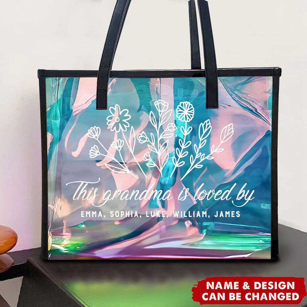 This Grandma, Mom Is Loved By - Personalized Holographic Tote