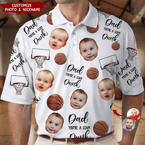 Dad, You're A Slam Dunk - Personalized Photo Polo Shirt