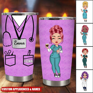 Glitter Uniform Nurse Pattern Enter Name And Major Personalized Tumbler