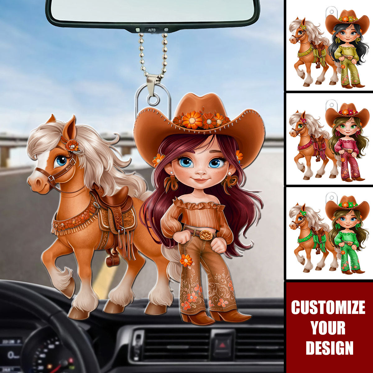 Cute Equestrian Girl - Personalized Acrylic Car Ornament