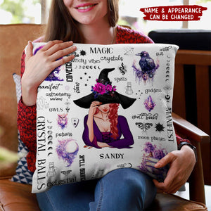 Personalized Witch Pillow - Gift Idea For Halloween/ Witch - Crystal Balls