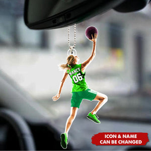 Personalized Basketball Girl Shaped Car Ornament - Gift For Basketball Lovers, Sport Lovers