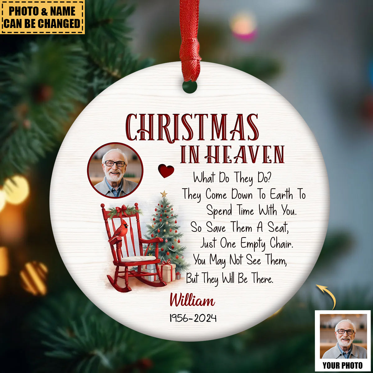 Christmas In Heaven – Meaningful Memorial Gifts For Loss Of Loved One Personalized Ceramic Ornament