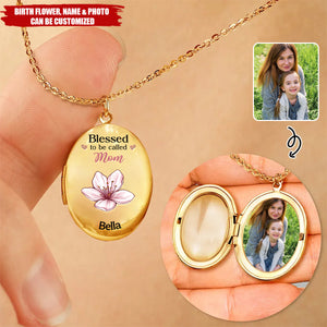 Custom Photo Grandkid Blessed To Be Called Grandma - Personalized Locket Necklace