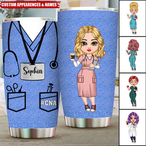 Glitter Uniform Nurse Pattern Enter Name And Major Personalized Tumbler