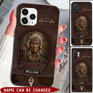 Leather Pattern American Enter Name Personalized Glass Phone Case