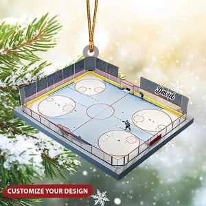 Personalized Ice Hockey Rink Ornament, Hockey Player Keepsake, Hockey Gift