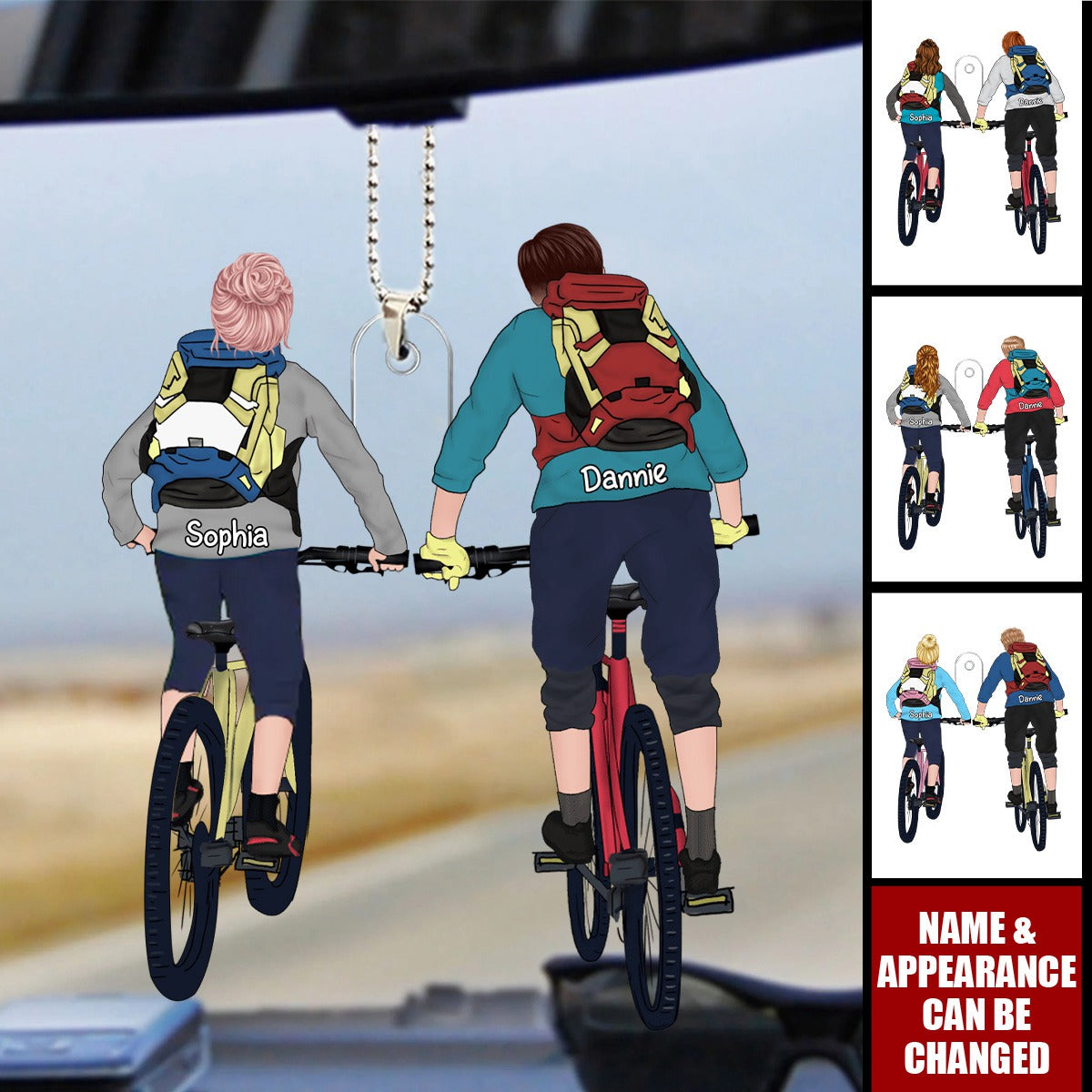 Cycling Couple - Personalized Couples Car Ornament - Gift For Couples, Friends, Cycling Lovers