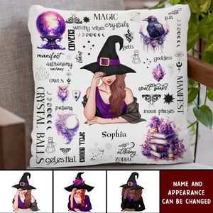 Personalized Witch Pillow - Gift Idea For Halloween/ Witch - Crystal Balls