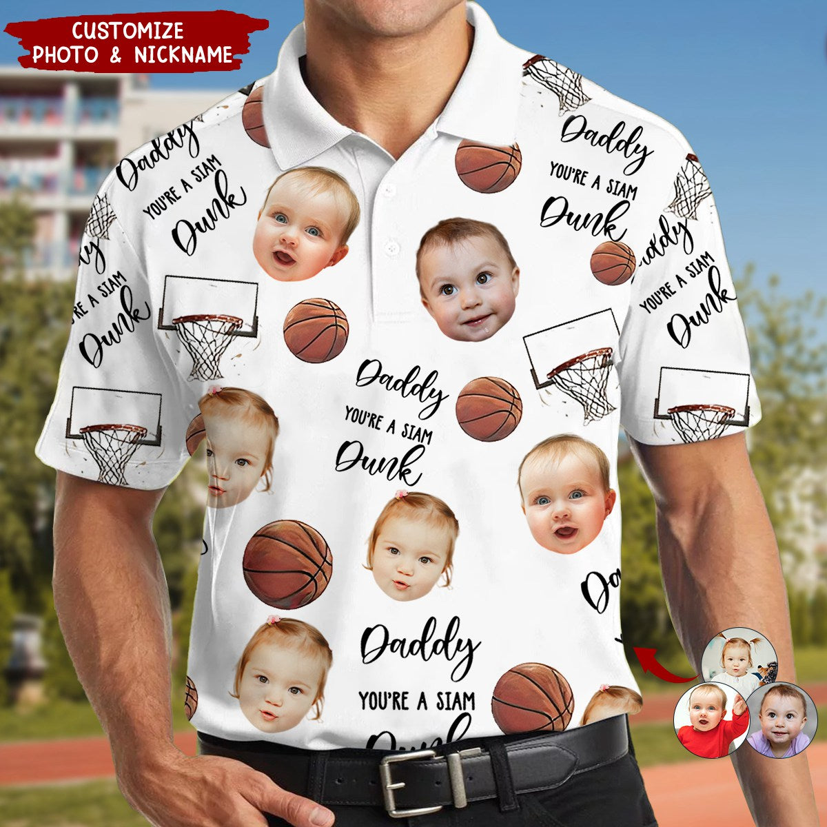 Dad, You're A Slam Dunk - Personalized Photo Polo Shirt