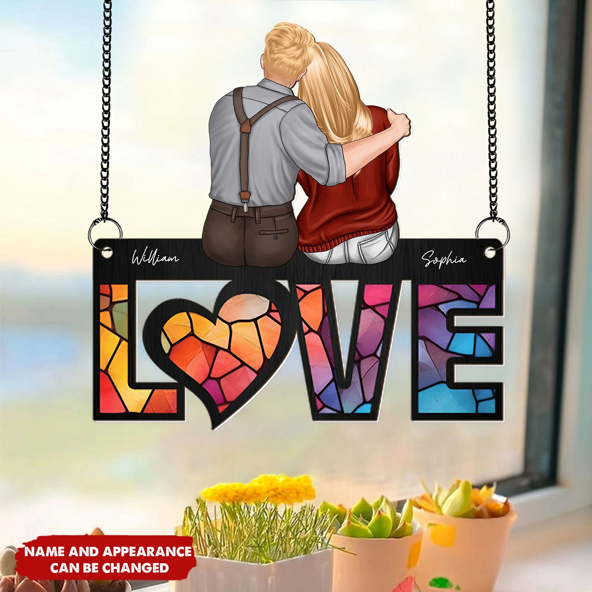 Couples Love, Gift For Couple - Personalized Window Hanging Suncatcher Ornament