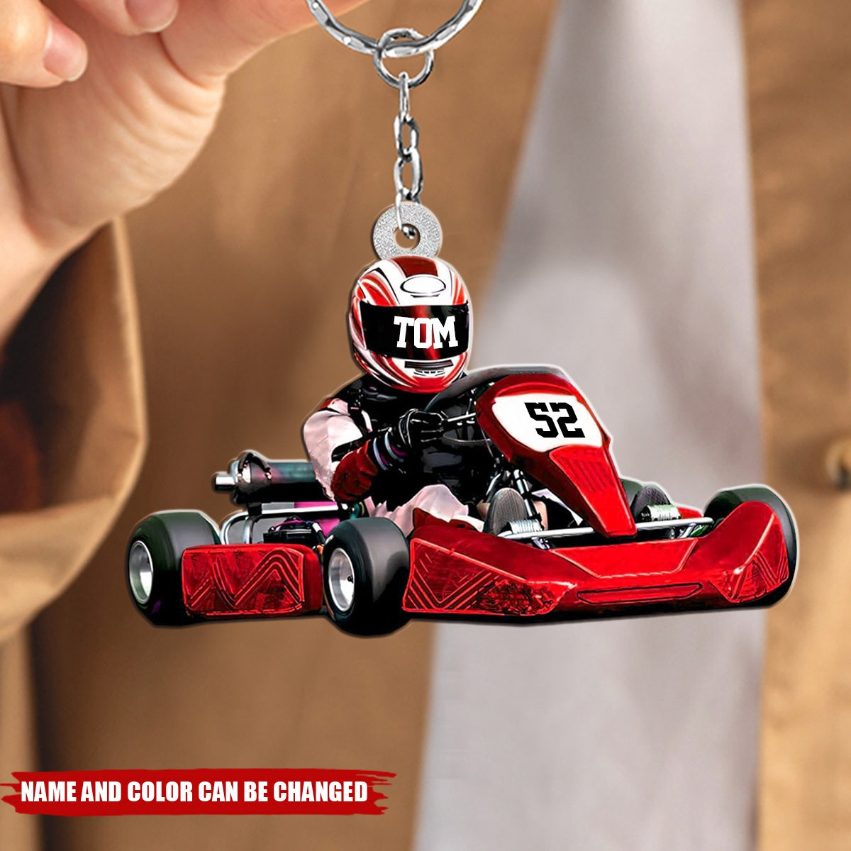 Personalized Race Car Keychain, Custom Name Race Car Keychain , Gift For Race Car Lovers