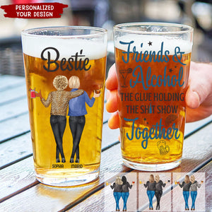 The Girls Are Drinking Again - Bestie Personalized Custom Beer Glass - Summer Vacation Gift For Best Friends, BFF, Sisters, Coworkers