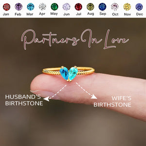 Partners In Love Heart Custom Birthstone Ring