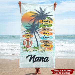 Grandma's Love Knows No Bounds - Personalized Beach Towel