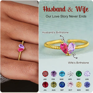 Partners In Love Heart Custom Birthstone Ring