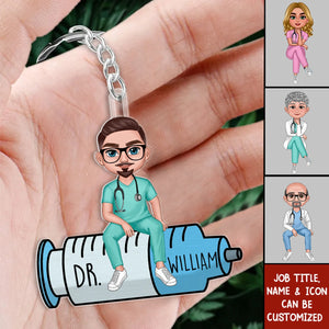 Doll Nurse Sitting Personalized Acrylic Keychain