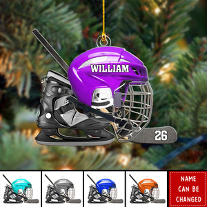 Personalized Hockey Helmet Christmas Shaped Ornament – Gift For Hockey Lovers