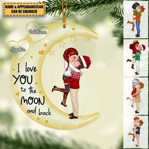 Love You To The Moon & Back Couple - Christmas Gift For Couples, Lovers, Wife, Husband, Girlfriend, Boyfriend - Personalized Acrylic Ornament