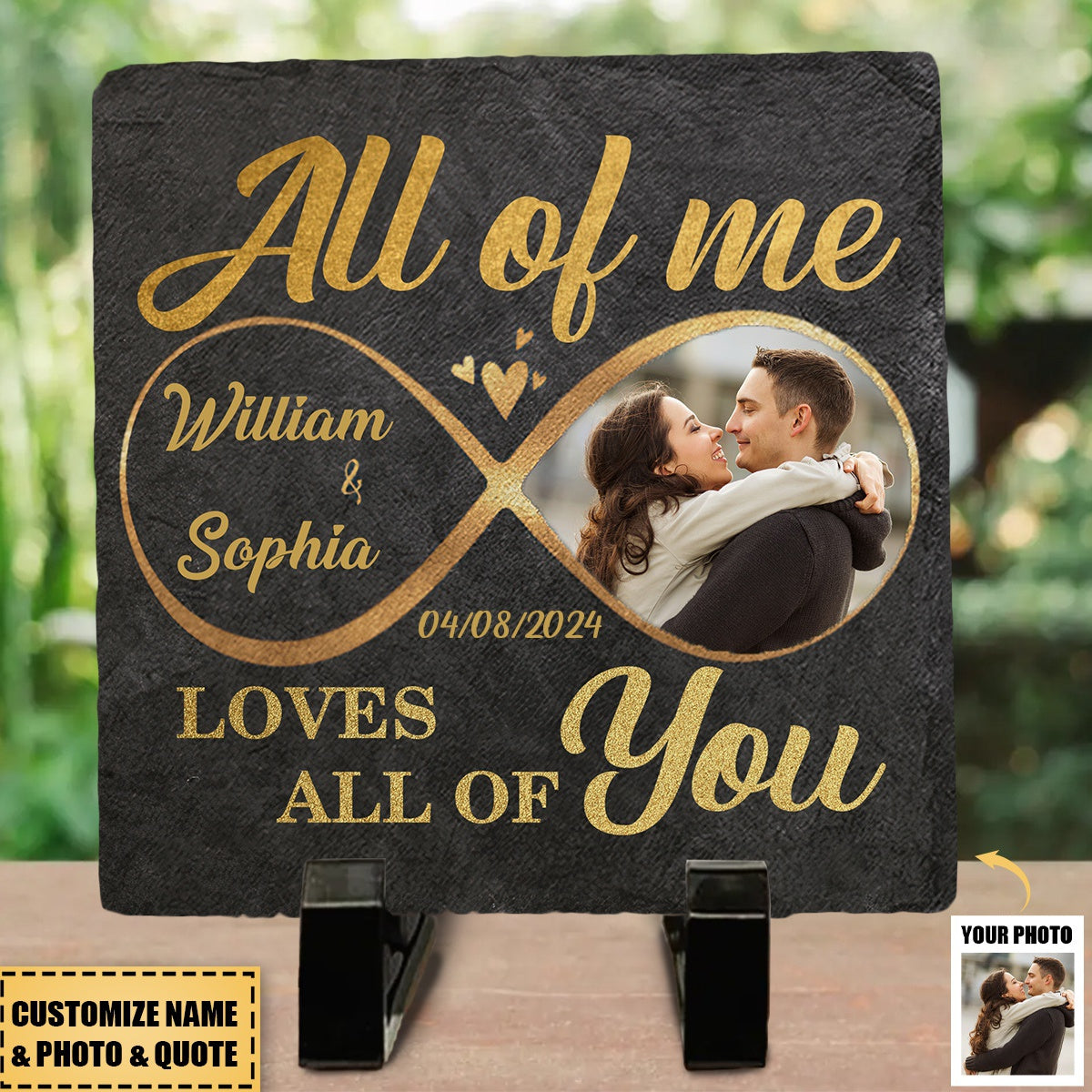 Custom Photo All Of Me Loves All Of You - Couple Personalized Square Shaped Stone With Stand - Gift For Husband Wife, Anniversary