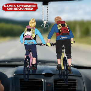 Cycling Couple - Personalized Couples Car Ornament - Gift For Couples, Friends, Cycling Lovers