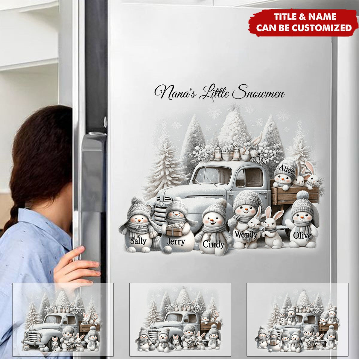 Grandma's Little Snowmen Personalized Decal