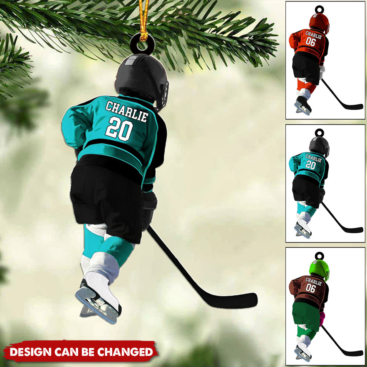 Personalized Kid Hockey Player Ornament - Hockey Keepsake, Hockey Uniform Ornament