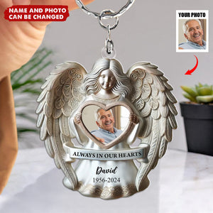 Angel Among Us Upload Photo Memorial Acrylic Keychain, Personalized 3D Effect Memorial Keychain