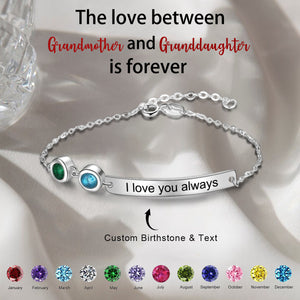 Bracelet With 2 Birthstones Bar Personalized Bracelet, Gift For Her