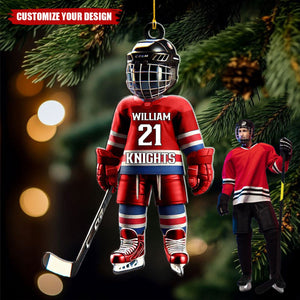 Hockey Player - Personalized Acrylic Christmas Ornament