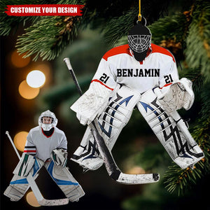 Hockey Goalie - Personalized Acrylic Christmas Ornament, Gift for Hockey Players