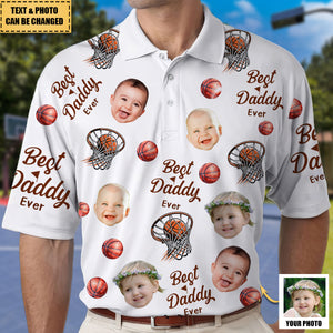 Best Daddy Ever - Personalized Photo Basketball Polo Shirt