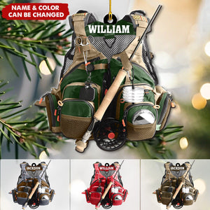 Personalized Fishing Vest Christmas Ornament, Gift For Fishing Lovers