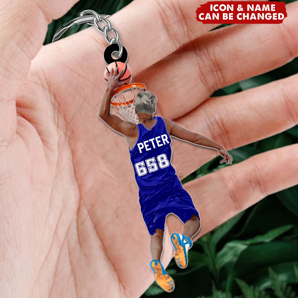 Basketball Player Jumping Dunking Personalized Acrylic Keychain - Christmas Gifts For Basketball Lovers