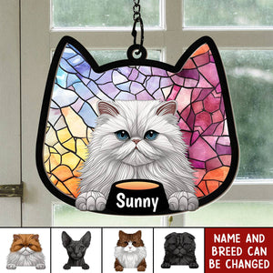 Stained Glass Cat - Personalized Window Hanging Suncatcher Ornament