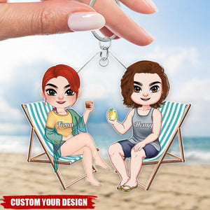 Cozy Couple Personalized Acrylic Keychain, Gift For Camping Lovers And Beach Lovers